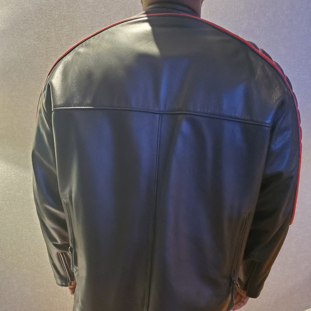 Leather Graphic Racing Jacket - Picture 3 of 4